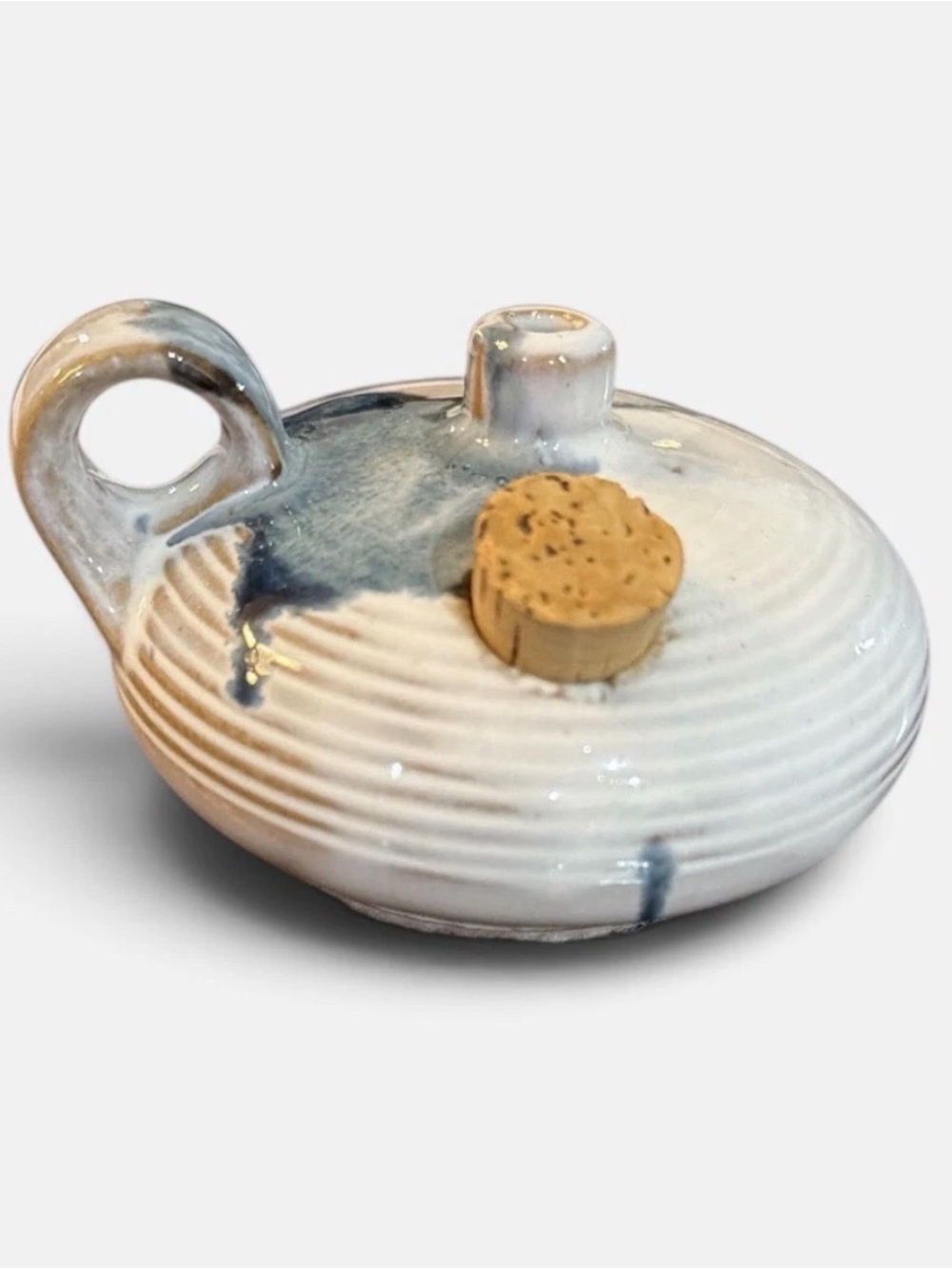 Tiny Vintage Pottery Oil Lamp Studio Art Unused Missing Wick 1991 NCE
